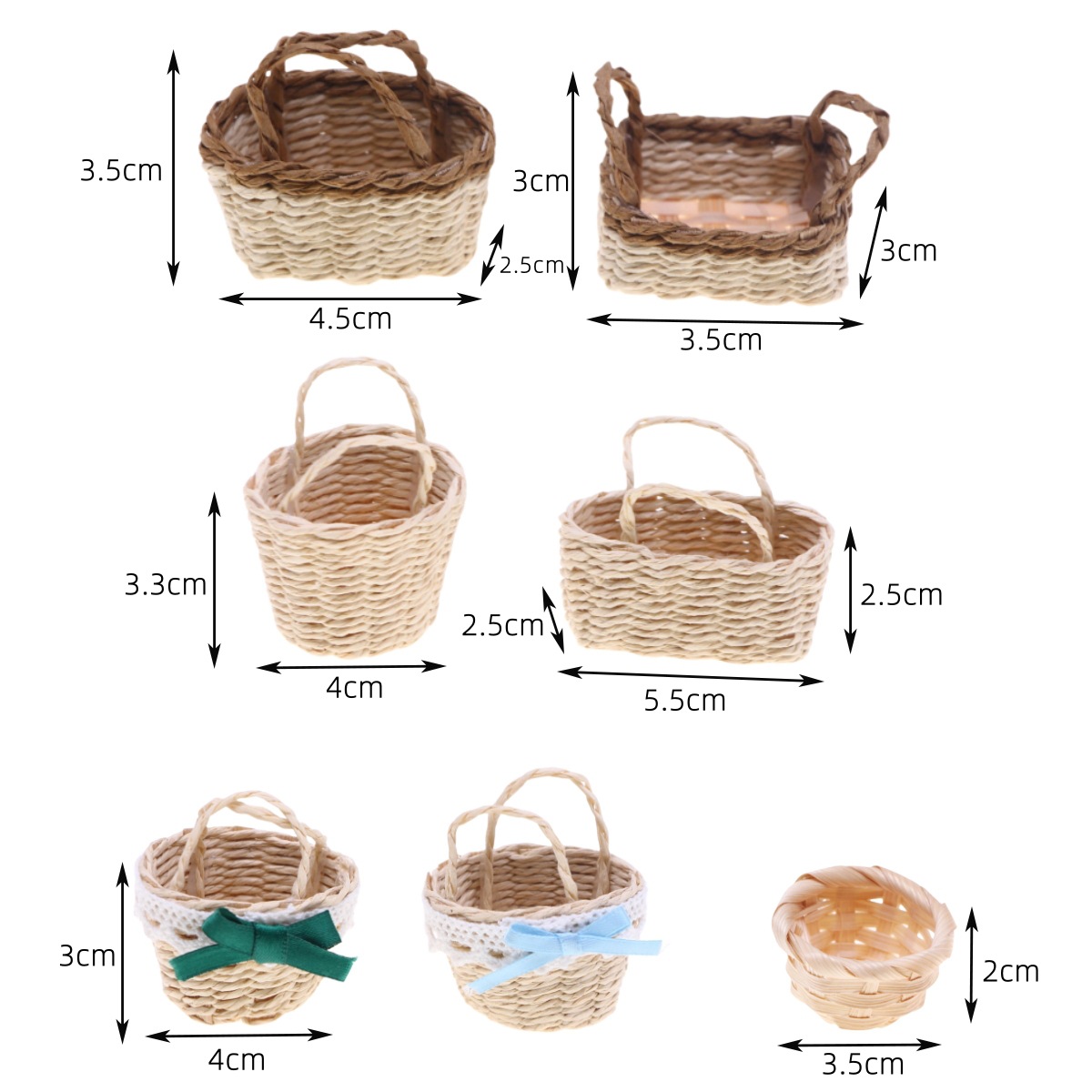 Basket Bag Wicker - 1 PC ตุ๊กตา Handทอ Lafite หญ้ามือถือตะกร้าตุ๊กตา
