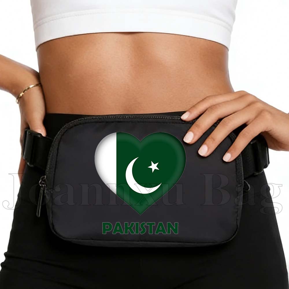 Women Bags In Pakistan - กระเป๋าคาดเอวพิมพ์ลายธงชาติปากีสถาน สำหรับผู้ชายและผู้หญิง กระเป๋าอเนกประสงค์ความจุขนาดใหญ่ กระเป๋าคาดเอวสำหรับเล่นกีฬา