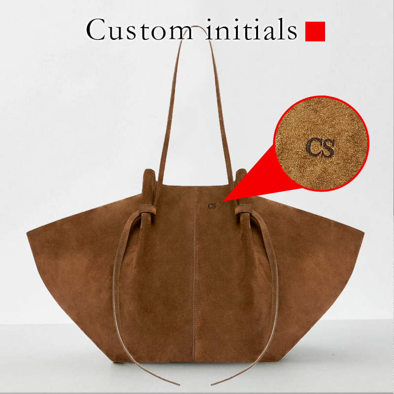 Women Bags Zara - CUSTOM ชื่อเริ่มต้นขนาดใหญ่ความจุ Faux Suede Tote กระเป๋าผู้หญิง