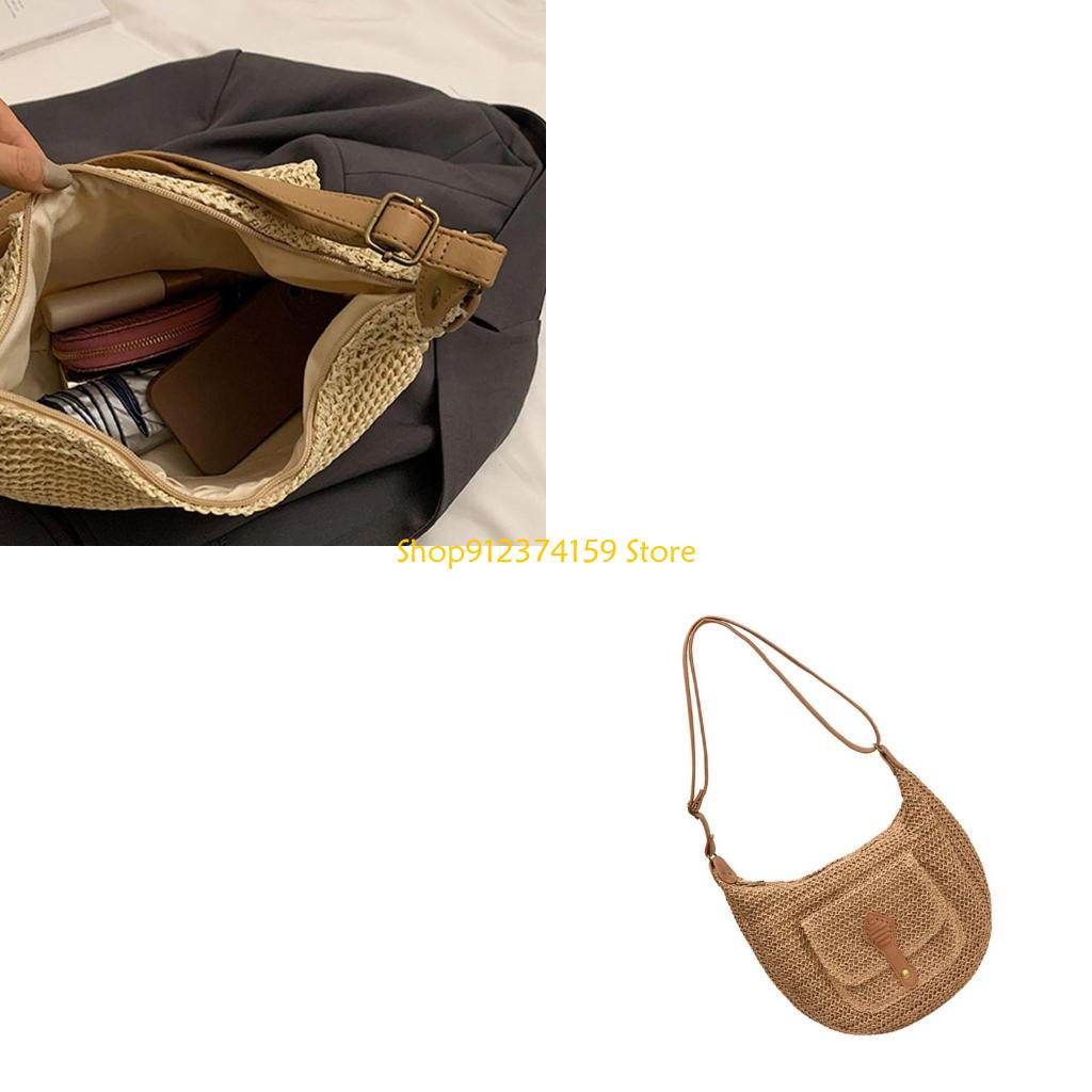 Woven Straw Bag - G5AEผู้หญิงฟางกระเป๋าชายหาดCrossbodyกระเป๋าทอHandmadeกระเป๋าสะพายกระเป๋าทุกวัน