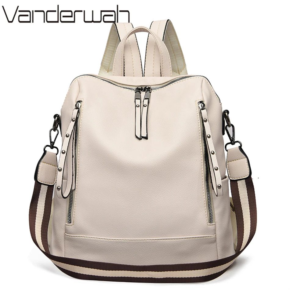 Women Bags H&M - ยี่ห้อกระเป๋าเป้สะพายหลังหนังนุ่มกันน้ำ Bagpack Preppy สไตล์นักเรียนกระเป๋า Mochila Feminina