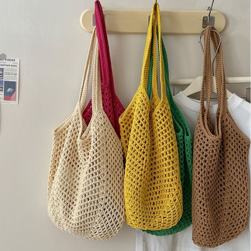 Woven Straw Bag - กระเป๋าสะพายไหล่สตรี กระเป๋าสะพายข้างสตรีแบบสบาย ๆ ทำจากหวายสาน กระเป๋าช้อปปิ้ง กระเป๋าสะพายข้างสำหรับพักผ่อน