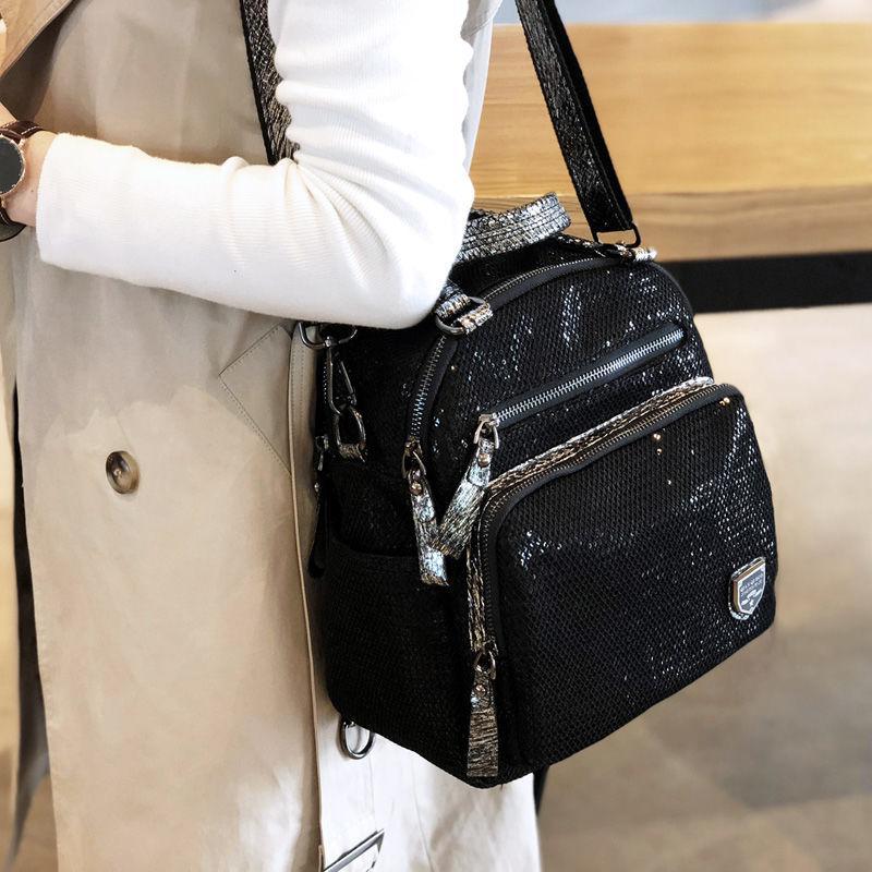 Women Bags H&M - 2023 ใหม่กระเป๋าเป้สะพายหลังเกาหลีกระเป๋าสตรีมือถือSequinsแฟชั่นกระเป๋าเป้สะพายหลังอเนกประสงค์ขนาดใหญ่ความจุDualใช้กระเป๋าน้ํา