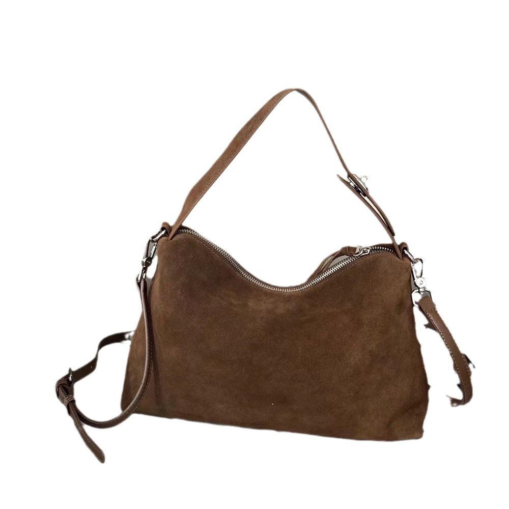Women Bags Grey - สีน้ําตาลขนาดใหญ่บอสตัน Tote ง่ายฤดูใบไม้ร่วงฤดูหนาวคอลเลกชันสีเทา Soft Matte Suede
