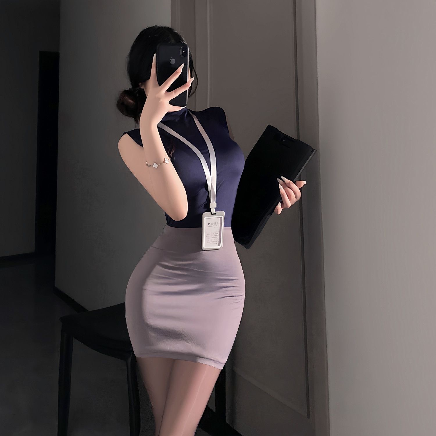 Women Bags Office - กระโปรงหวานชุด OL เซ็กซี่ Pure Desire สไตล์เลขานุการกระเป๋าก้น