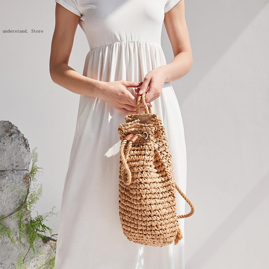 กระเป๋าสะพายไหล่ชายหาดแบบเชือก - Woven Straw Bag บทวิจารณ์และราคา
