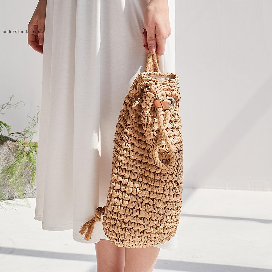 กระเป๋าสะพายไหล่ชายหาดแบบเชือก - Woven Straw Bag บทวิจารณ์และราคา