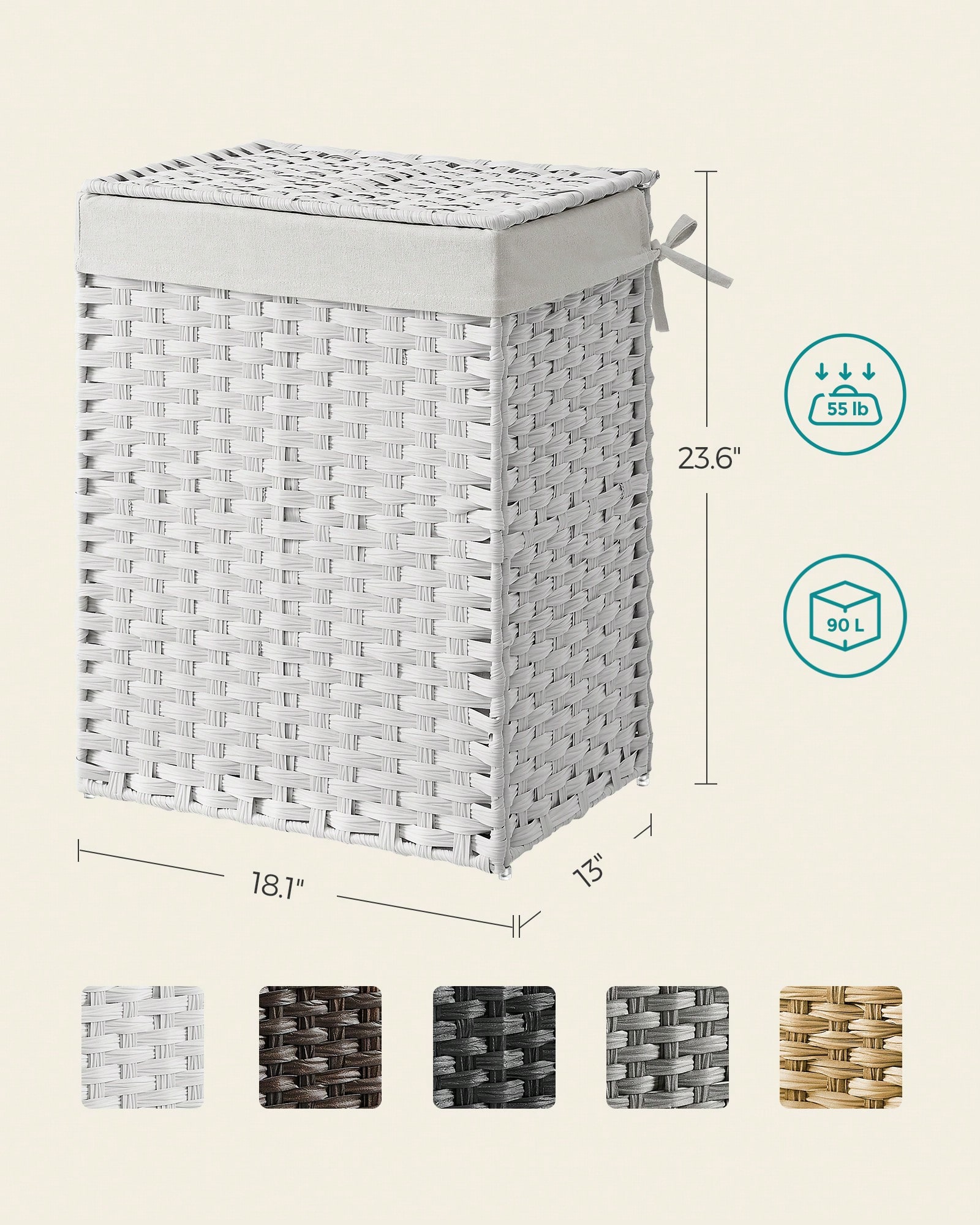 ตะกร้าผ้าสานมือขนาด 90 ลิตร สี - Basket Bag Wicker บทวิจารณ์และราคา