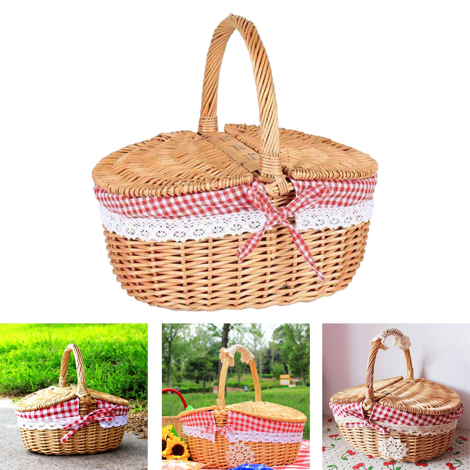 ตะกร้าปิกนิกหวายทอมือพร้อมซับใ - Basket Bag Wicker บทวิจารณ์และราคา