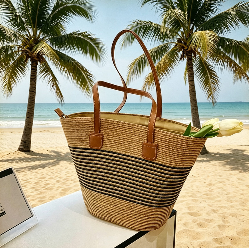 CLAREGQI กระเป๋าโท้ทลายทางสำหร - Woven Straw Bag บทวิจารณ์และราคา