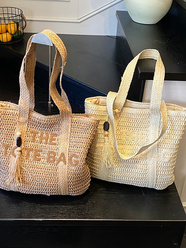 กระเป๋าถือสานทรงโท้ทขนาดใหญ่สำ - Woven Straw Bag บทวิจารณ์และราคา