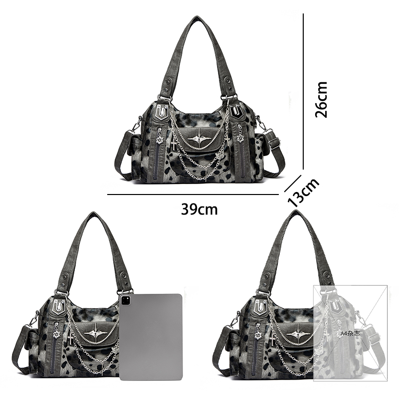 กระเป๋าสะพายลายเสือดาวสีเทา สไ - Women Bags Grey บทวิจารณ์และราคา