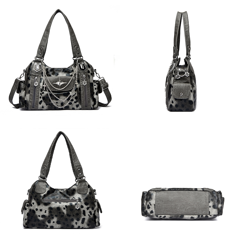 กระเป๋าสะพายลายเสือดาวสีเทา สไ - Women Bags Grey บทวิจารณ์และราคา