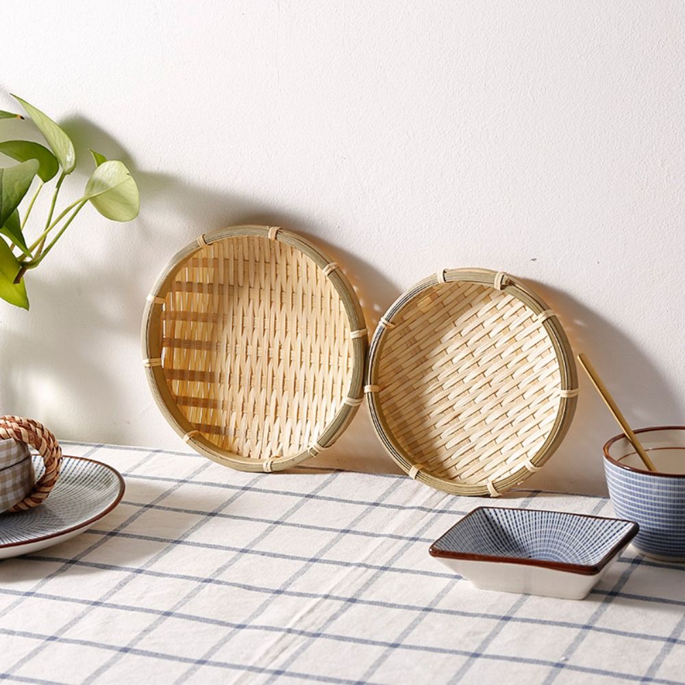 ทําด้วยมือทอถาดไม้ไผ่ไม้ไผ่รอบ - Basket Bag Wicker บทวิจารณ์และราคา