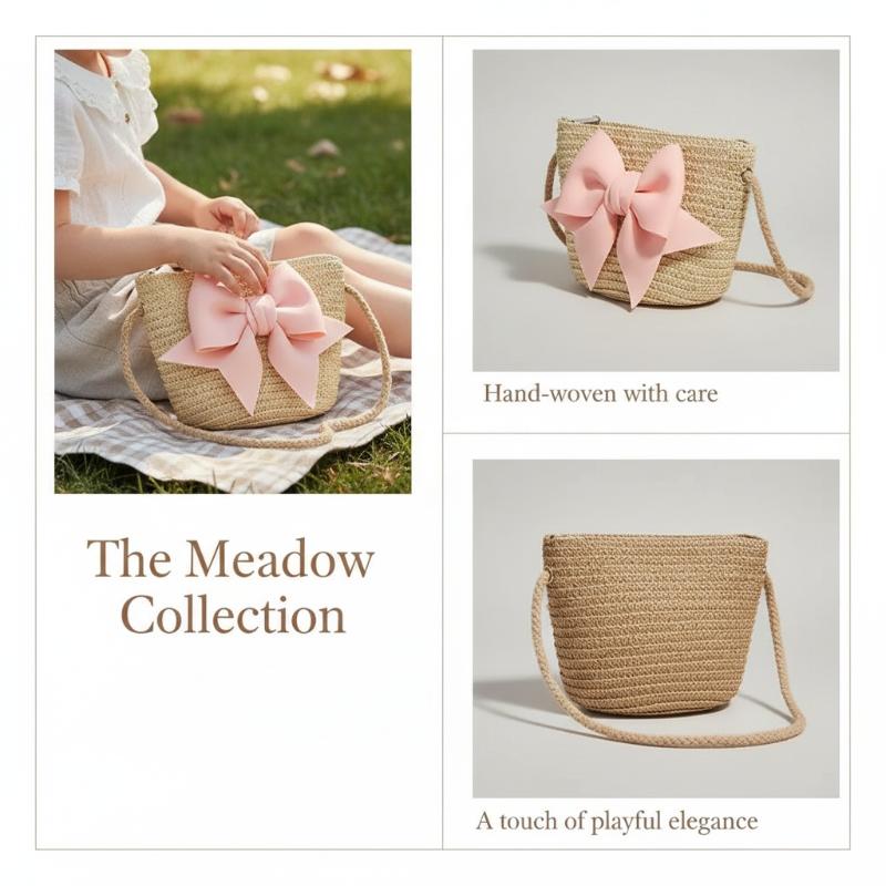 กระเป๋าสะพายไหล่สานสำหรับเด็กผ - Woven Straw Bag บทวิจารณ์และราคา